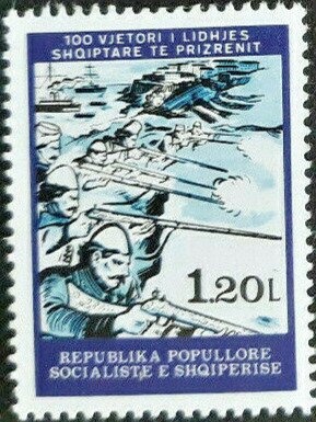 Young Soldiers and Albanian Flag