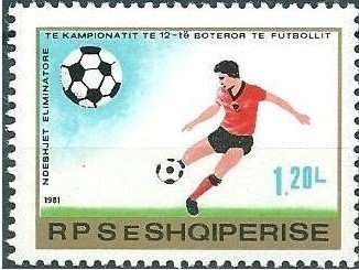 Albanian flag blowing in wind