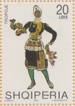 European Union flag and Albanian coat of arms