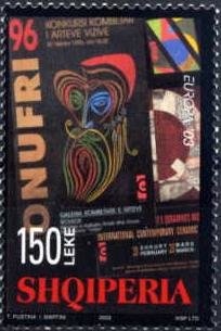 Albanian flag blowing in wind