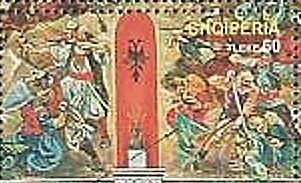 Red cross and worker giving bags of goods to man