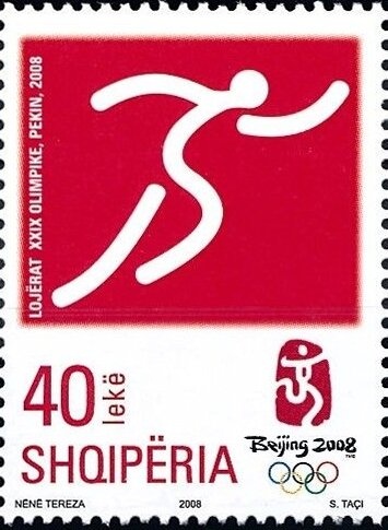 Woman running, 3-man canoe