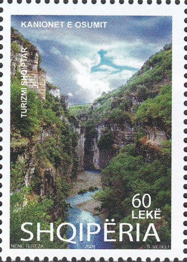 Skanderbeg issue overprinted in violet