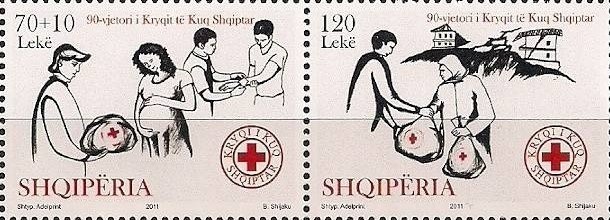 Man and Albanian Europa Stamp of 1995