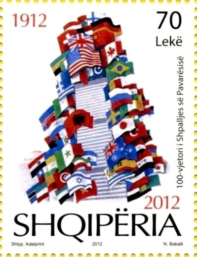 Scene of warriors in battle, painted by Naxhi Bakalli