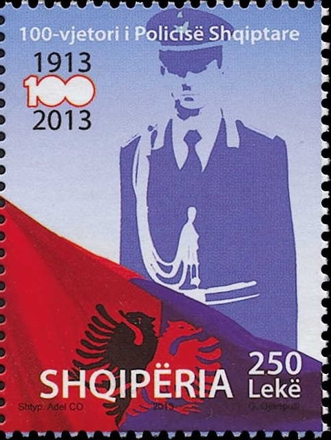 Skanderbeg issue overprinted in violet