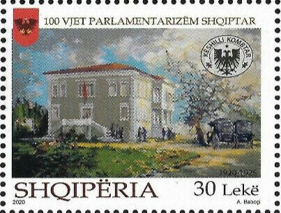 Scene of warriors in battle, painted by Naxhi Bakalli