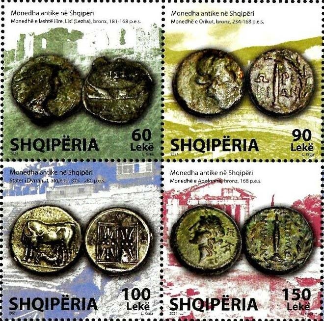 Albanian flag blowing in wind