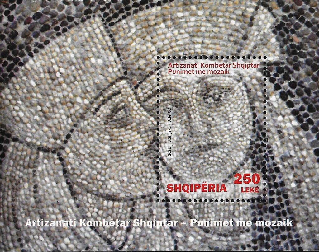 Albanian flag blowing in wind