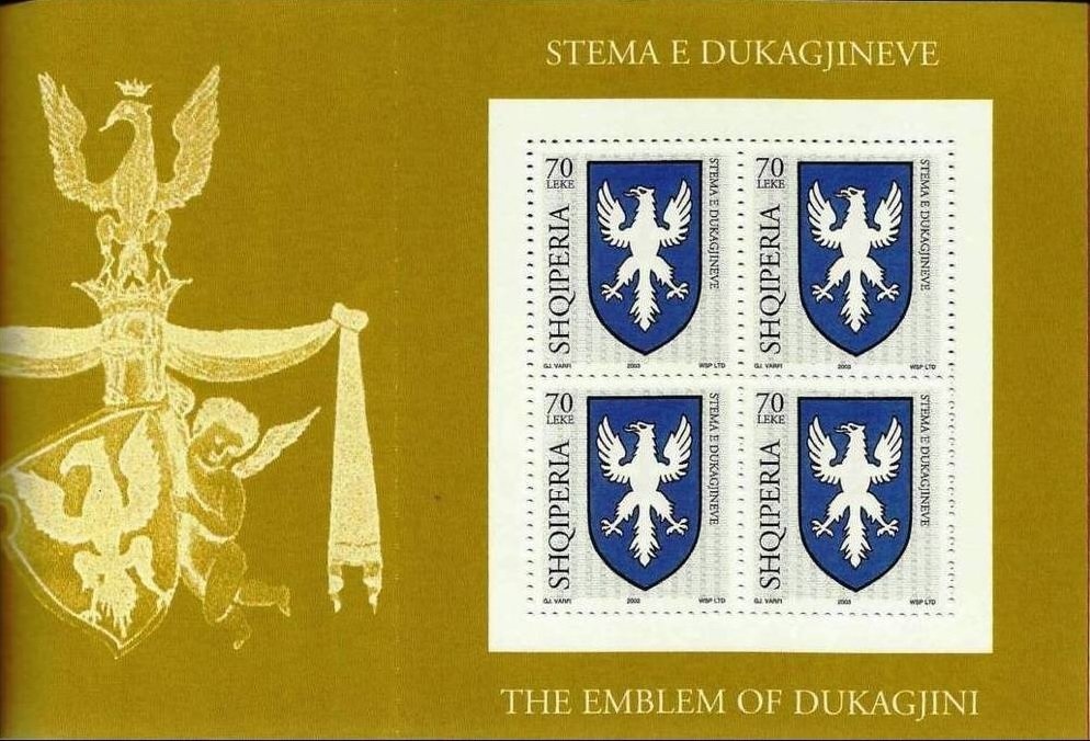 Albanian flag blowing in wind