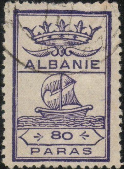 Fortress at Shkodër, with ‭Post Horn Overprinted in Black