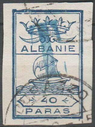 Albanian flag blowing in wind