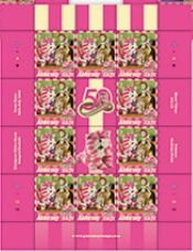 Overprinted T and Takse in violet