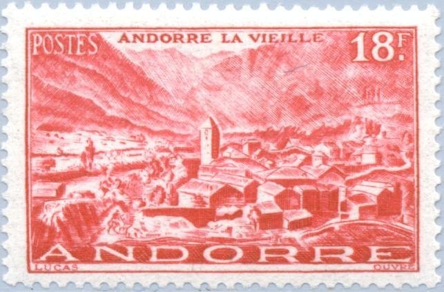 Coat of arms (stone carving) at the old town hall of Andorra