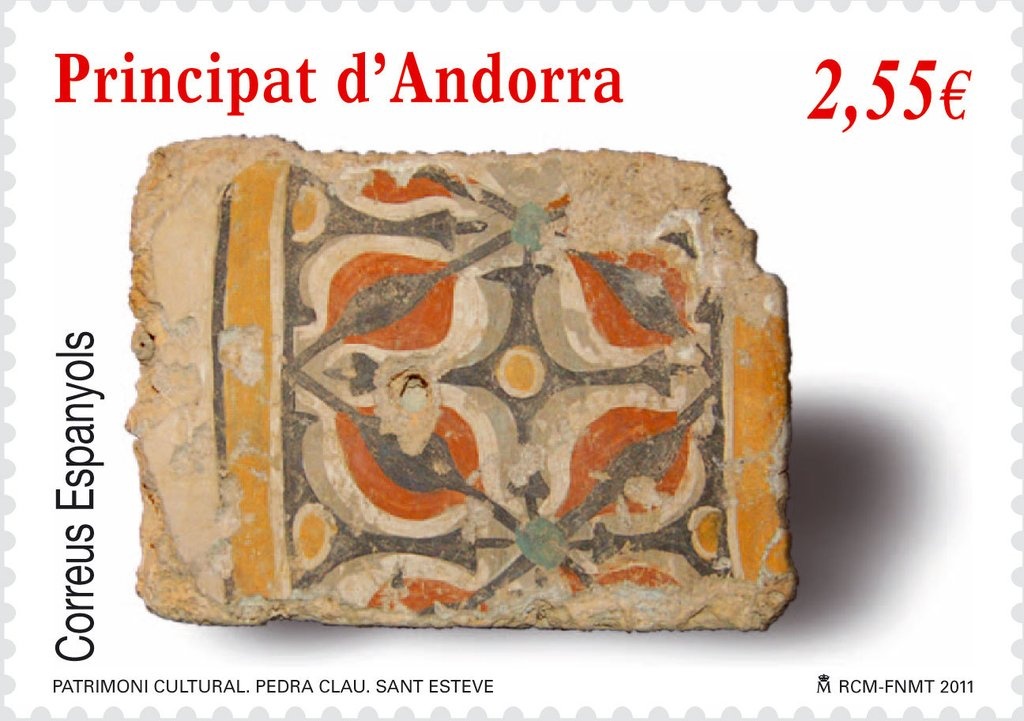 Dancing couple in national dress; Mon. in Andorra la Vella