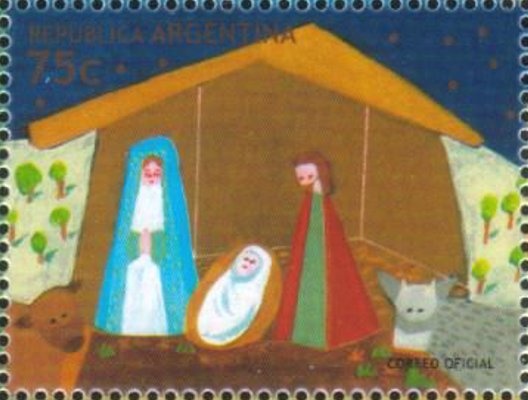 Carved wood creche figures