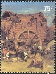 Football, popular sports, painting by Luis Scafati