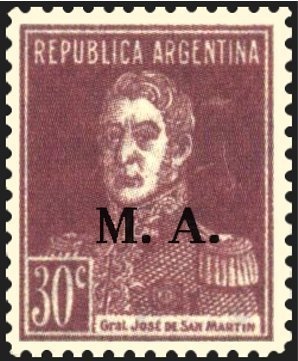 José Francisco de San Martín (1778-1850) (overprint "M.I.")