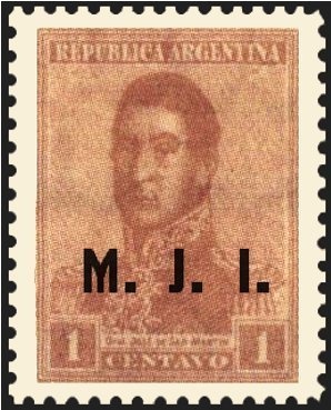 100 years of Argentine Post, San Martín, ovpt. "M.M."