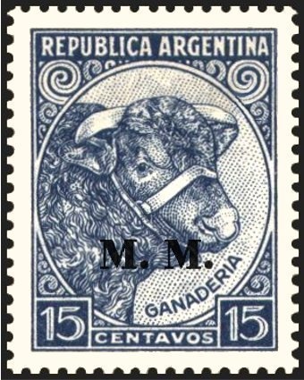 Bernardino Rivadavia (1780-1845), ovpt. “M.R.C.”