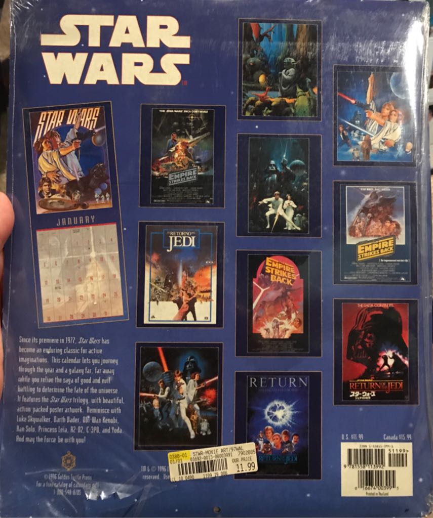 Star Wars 1997 Calendar - Golden Turtle Press sci-fi collectible [Barcode 016674003995] - Main Image 2