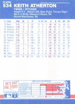 Keith Atherton  baseball card collectible - Main Image 2