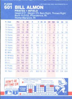 Bill Almon  baseball card collectible - Main Image 2