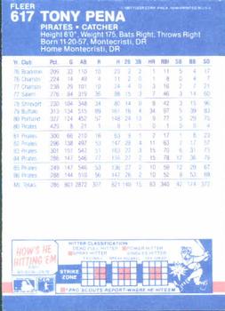 Tony Pena  baseball card collectible - Main Image 2