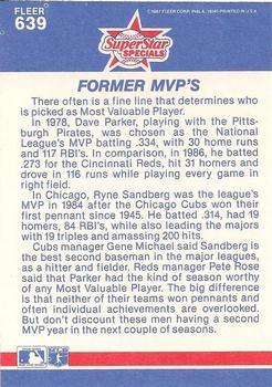 Dave Parker / Ryne Sandberg  baseball card collectible - Main Image 2