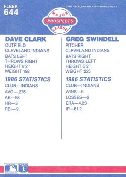 Dave Clark / Greg Swindell  baseball card collectible - Main Image 2