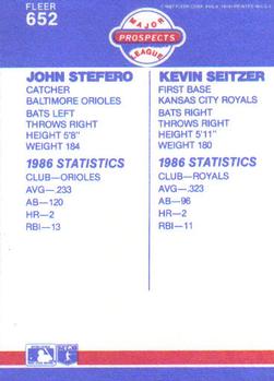 John Stefero / Kevin Seitzer  baseball card collectible - Main Image 2