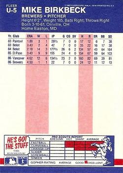 Mike Birkbeck  baseball card collectible - Main Image 2