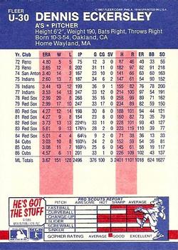 Dennis Eckersley  baseball card collectible - Main Image 2