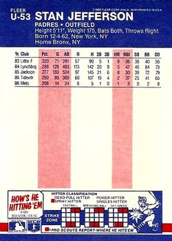 Stan Jefferson  baseball card collectible - Main Image 2