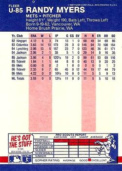 Randy Myers  baseball card collectible - Main Image 2