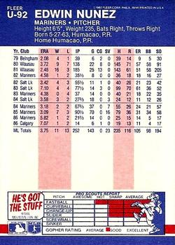 Edwin Nunez  baseball card collectible - Main Image 2