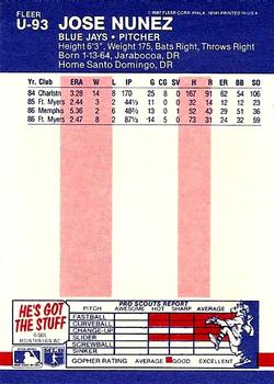 Jose Nunez  baseball card collectible - Main Image 2