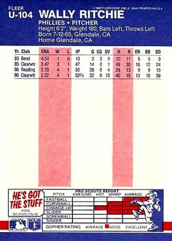 Wally Ritchie  baseball card collectible - Main Image 2