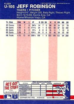 Jeff Robinson  baseball card collectible - Main Image 2