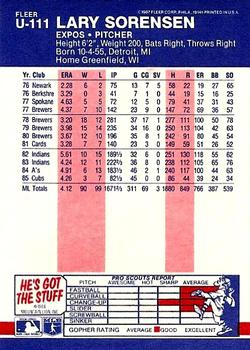 Lary Sorensen  baseball card collectible - Main Image 2