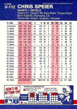 Chris Speier  baseball card collectible - Main Image 2