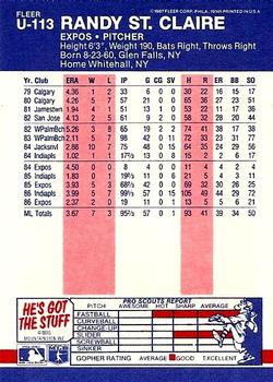 Randy St. Claire  baseball card collectible - Main Image 2