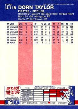 Dorn Taylor  baseball card collectible - Main Image 2