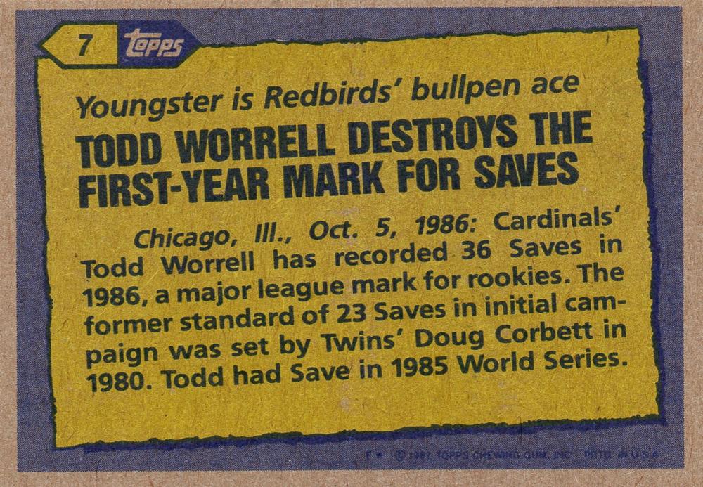 Todd Worrell  baseball card collectible - Main Image 2