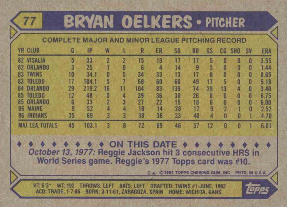 Bryan Oelkers  baseball card collectible - Main Image 2