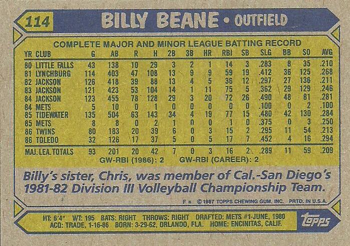 Billy Beane  baseball card collectible - Main Image 2