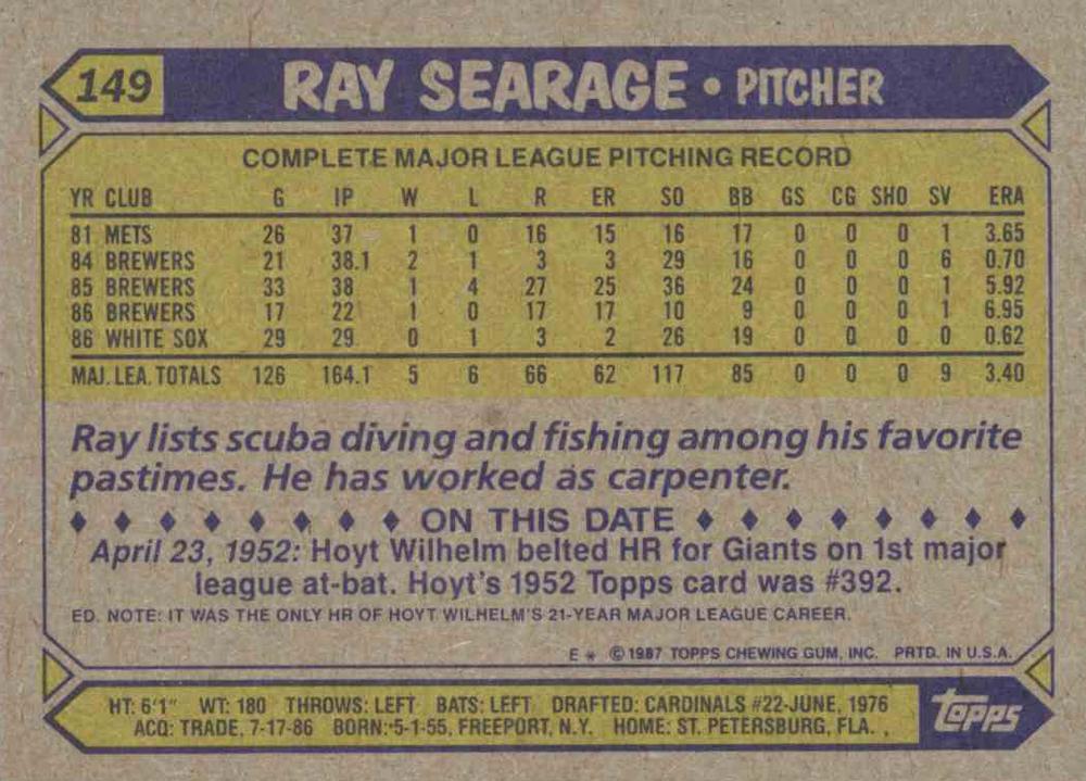 Ray Searage  baseball card collectible - Main Image 2