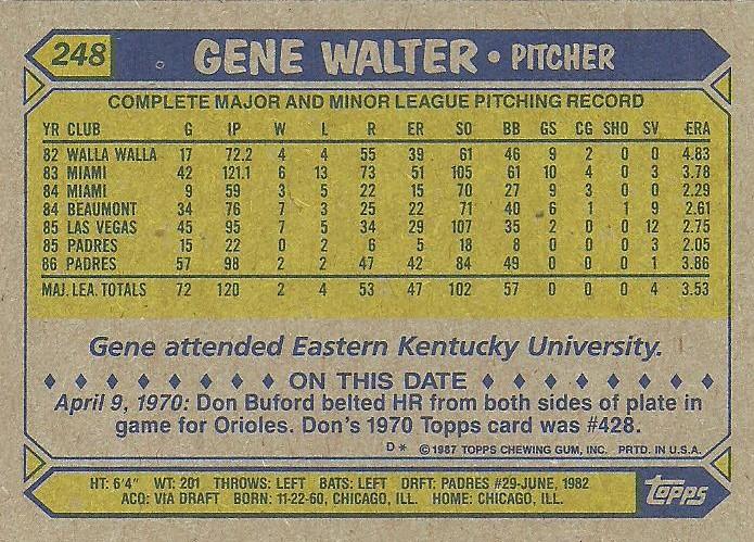 Gene Walter  baseball card collectible - Main Image 2