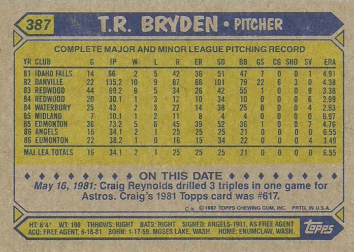 T.R. Bryden  baseball card collectible - Main Image 2