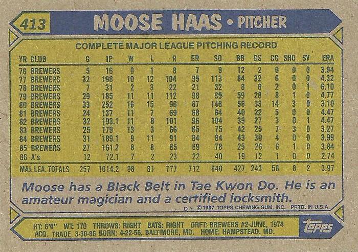 Moose Haas  baseball card collectible - Main Image 2